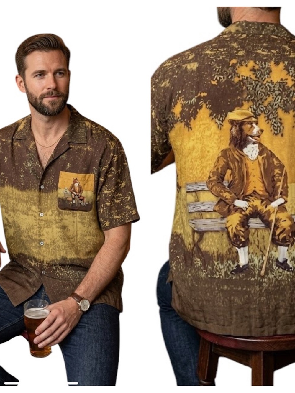 Guy Buffet 100% Silk Shirt Dapper  Fox